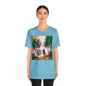 Beach scene with Locals Only stamp Unisex Jersey Short Sleeve Tee