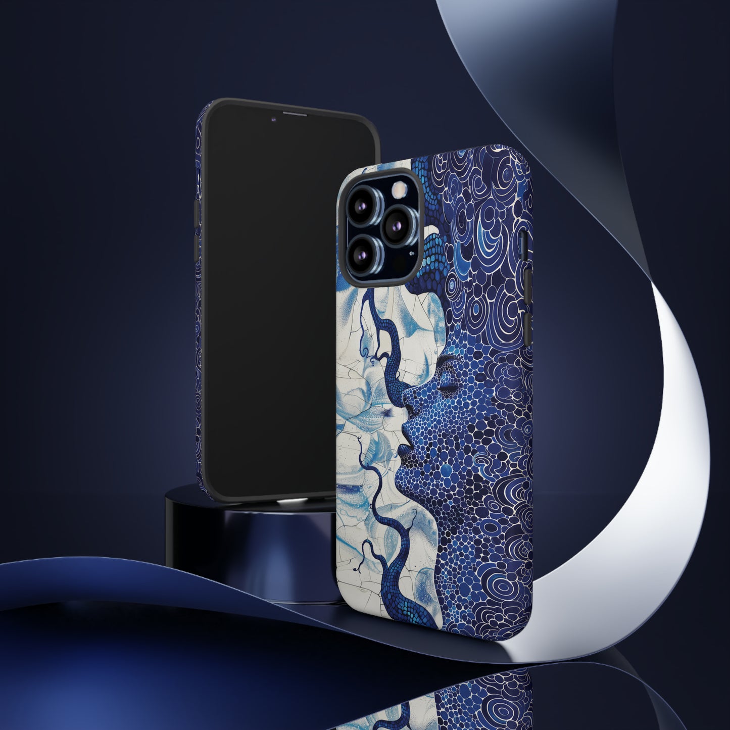 Phone Case, blue woman Artistic design, Tough Case, Colorful whimsical fantasy design, iPhone 15, 14, 13, 12, 11, Samsung, Pixel