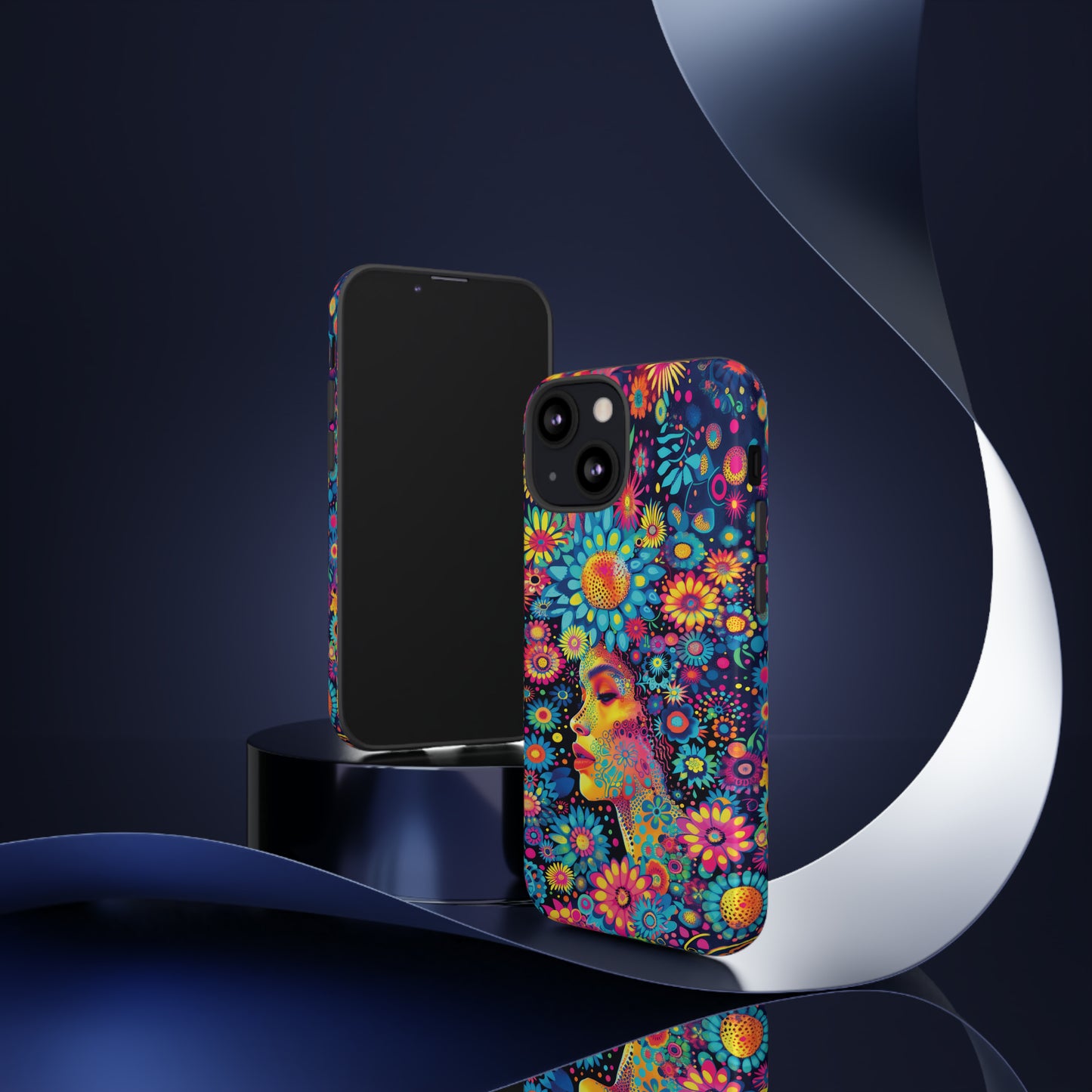 Phone Case, whimsical flower girl, Artistic design, Tough Case, Colorful flower fantasy design, iPhone 15, 14, 13, 12, 11, Samsung, Pixel