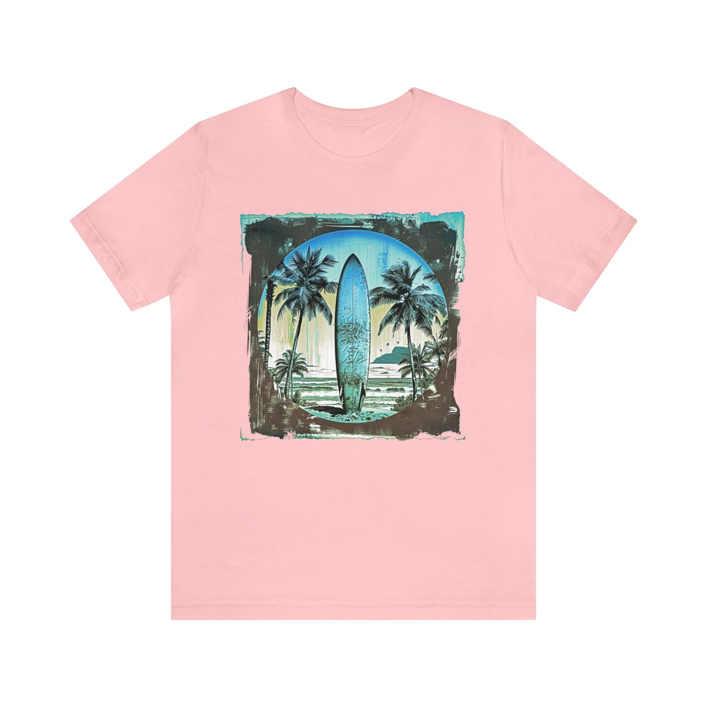 Blue board on the beach Unisex Jersey Short Sleeve Tee