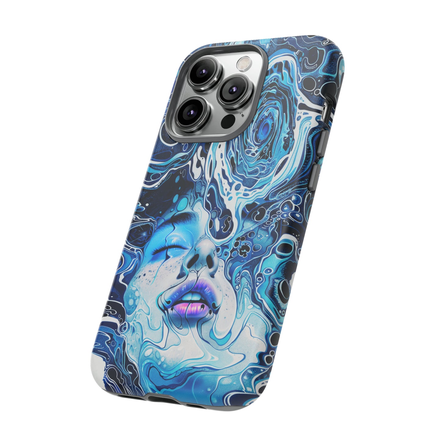 Phone Case, whimsical water fantasy design, blue woman in water, Artistic design, Tough Case, , iPhone 15, 14, 13, 12, 11, Samsung, Pixel