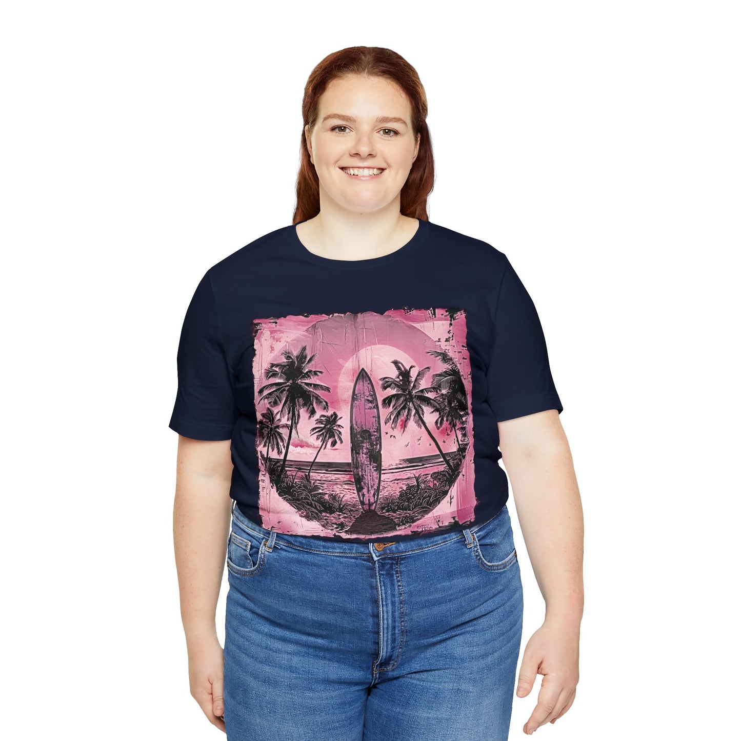 Pink vintage surfboard Unisex Jersey Short Sleeve Tee