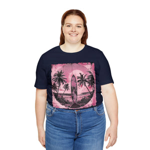 Pink vintage surfboard Unisex Jersey Short Sleeve Tee