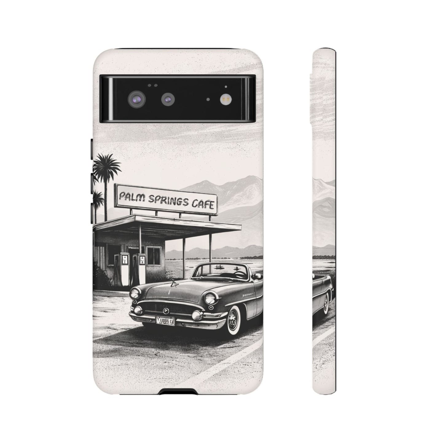 Vintage Palm Springs Cafe Phone Case – Retro Convertible Roadtrip Design