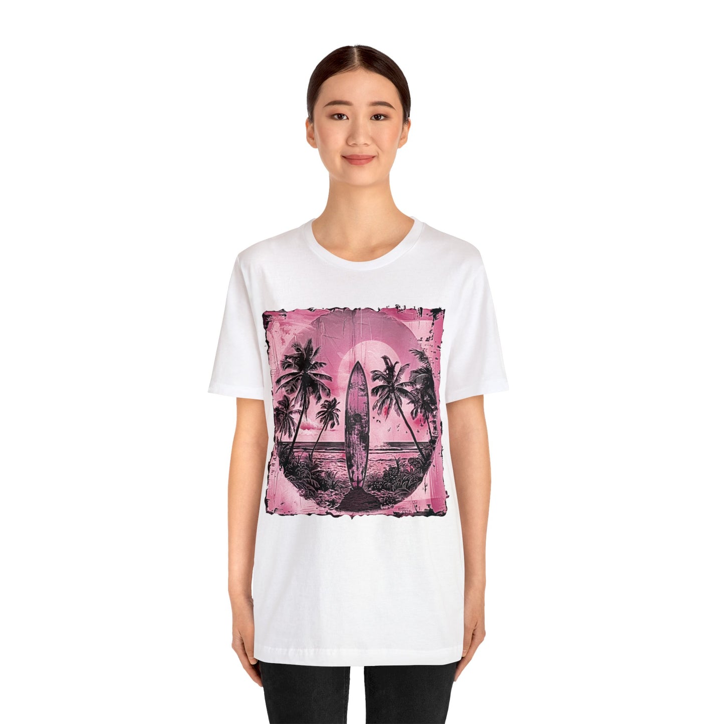 Pink vintage surfboard Unisex Jersey Short Sleeve Tee