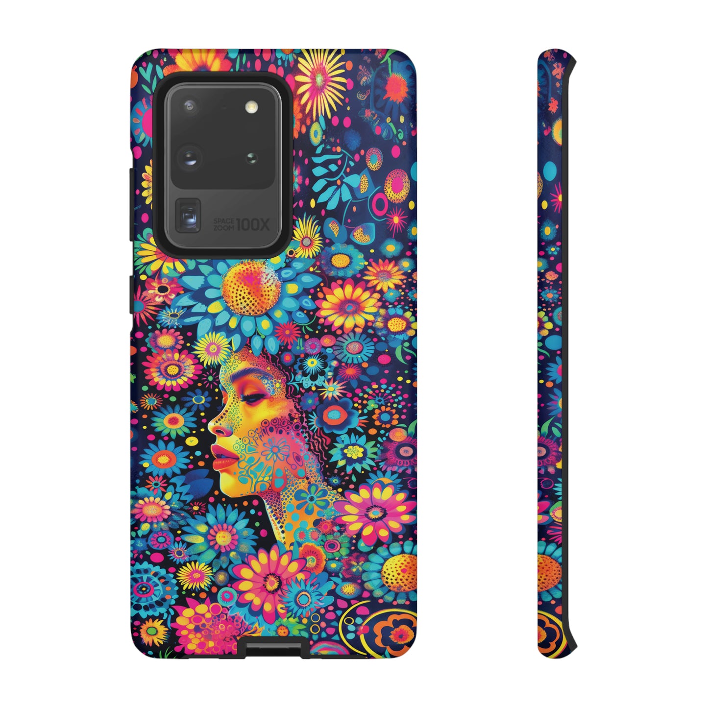 Phone Case, whimsical flower girl, Artistic design, Tough Case, Colorful flower fantasy design, iPhone 15, 14, 13, 12, 11, Samsung, Pixel