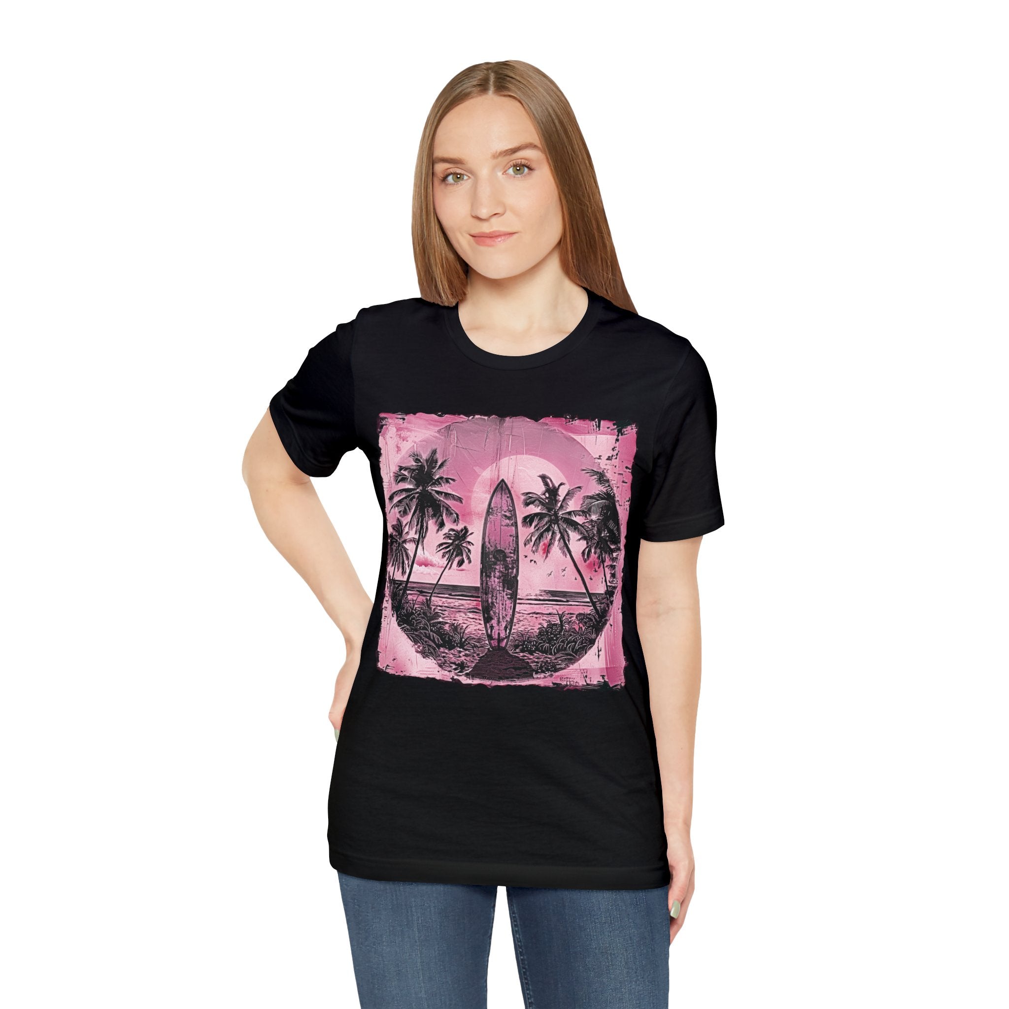Pink vintage surfboard Unisex Jersey Short Sleeve Tee