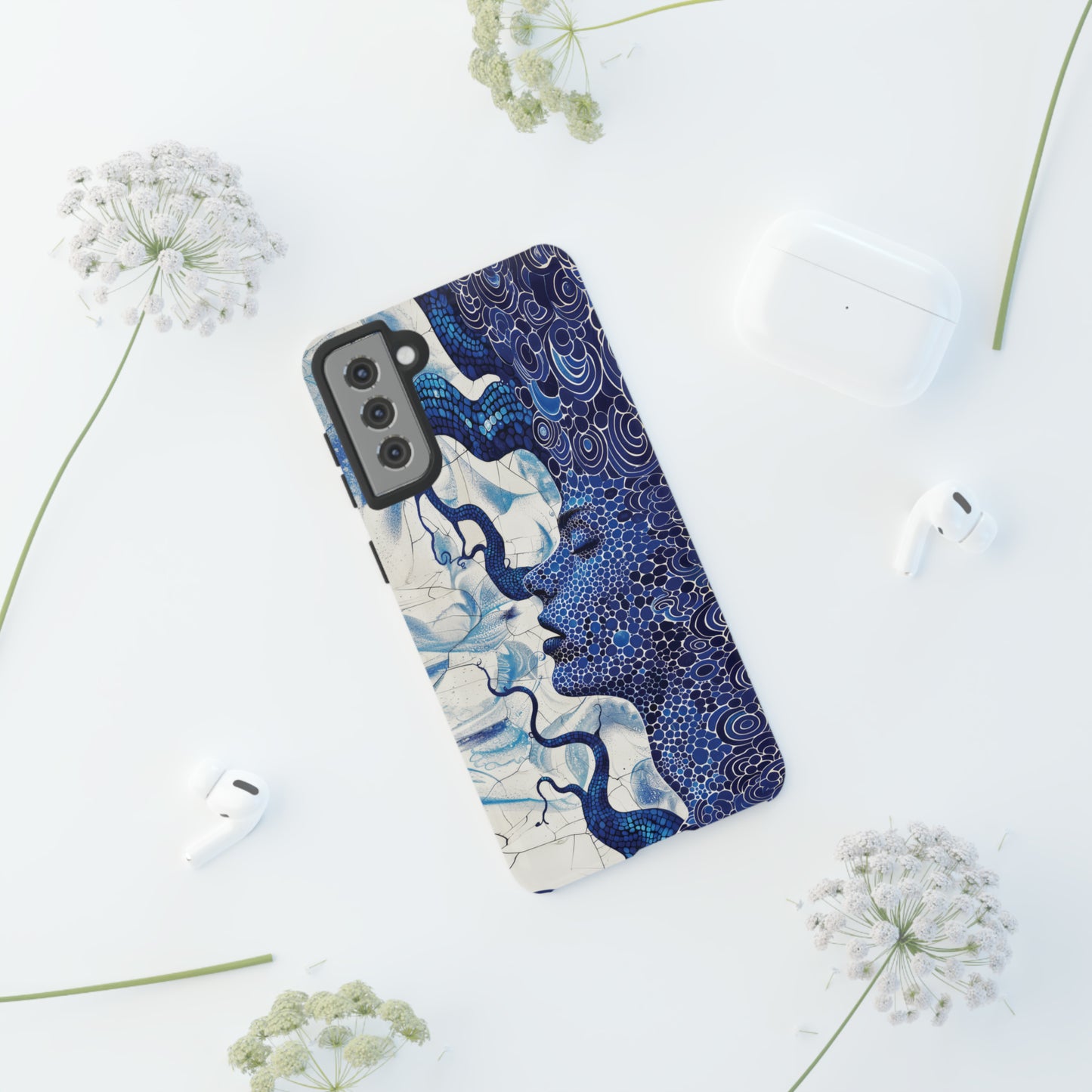 Phone Case, blue woman Artistic design, Tough Case, Colorful whimsical fantasy design, iPhone 15, 14, 13, 12, 11, Samsung, Pixel