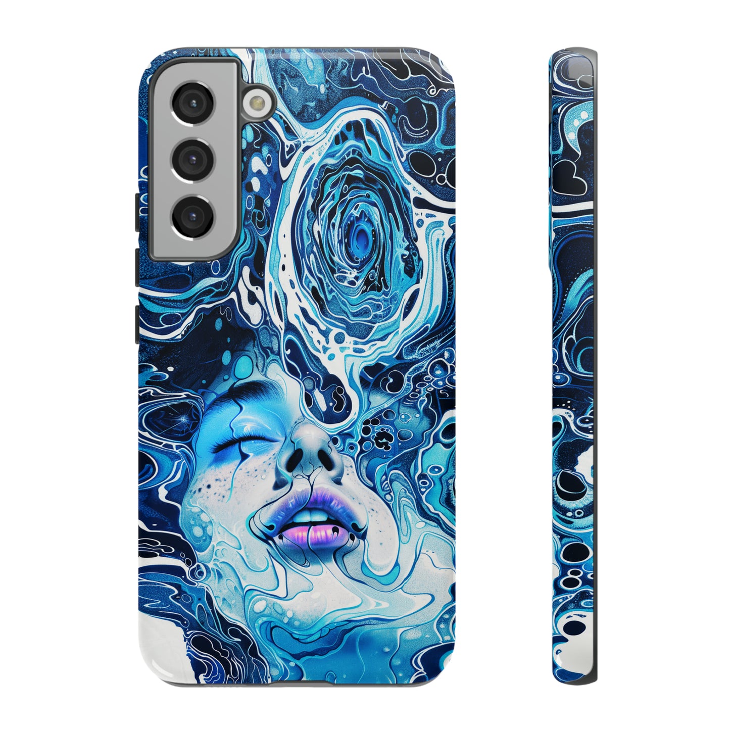 Phone Case, whimsical water fantasy design, blue woman in water, Artistic design, Tough Case, , iPhone 15, 14, 13, 12, 11, Samsung, Pixel