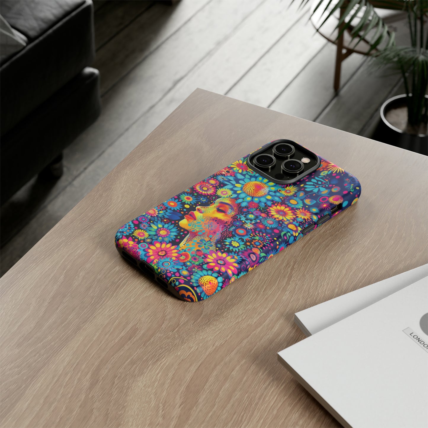 Phone Case, whimsical flower girl, Artistic design, Tough Case, Colorful flower fantasy design, iPhone 15, 14, 13, 12, 11, Samsung, Pixel