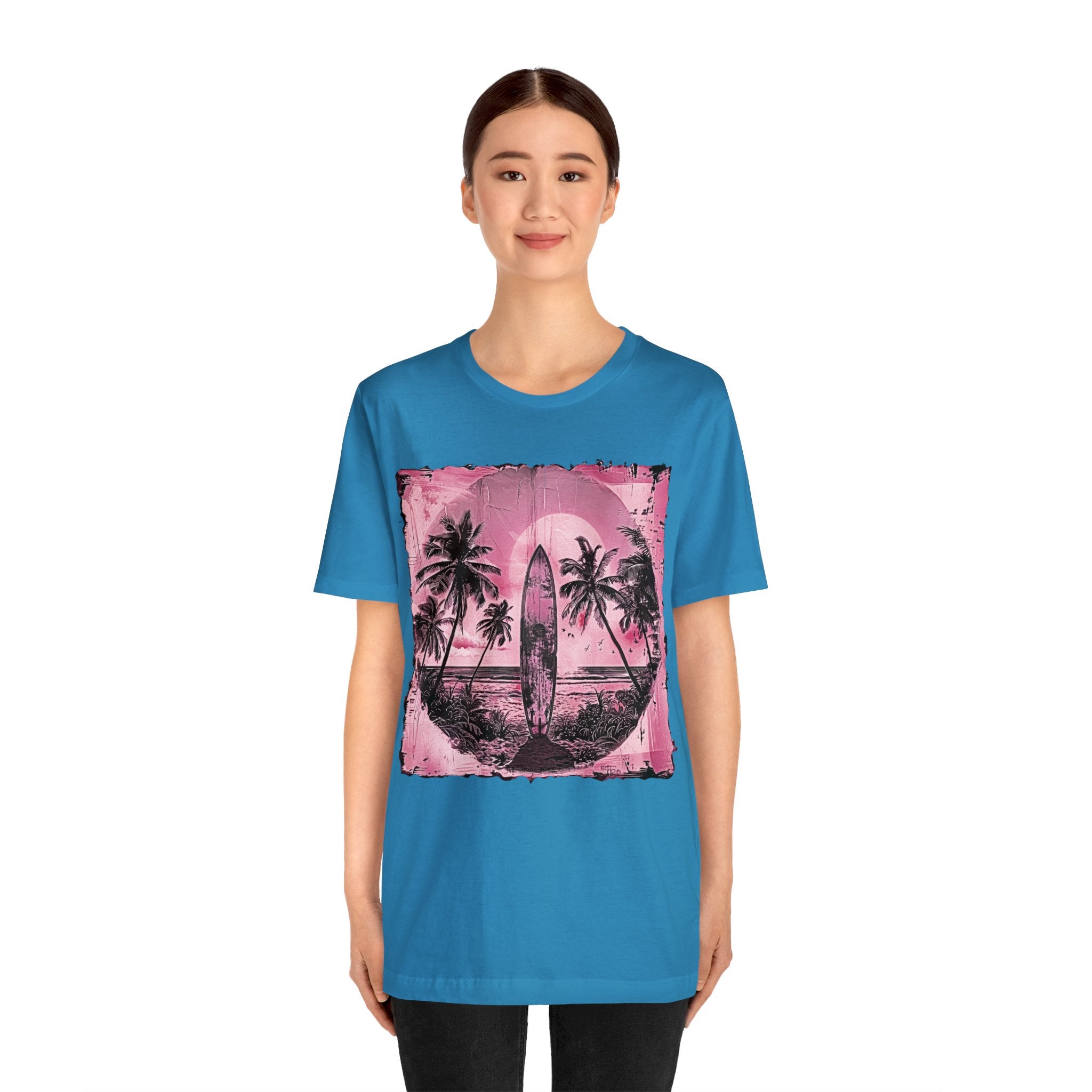 Pink vintage surfboard Unisex Jersey Short Sleeve Tee