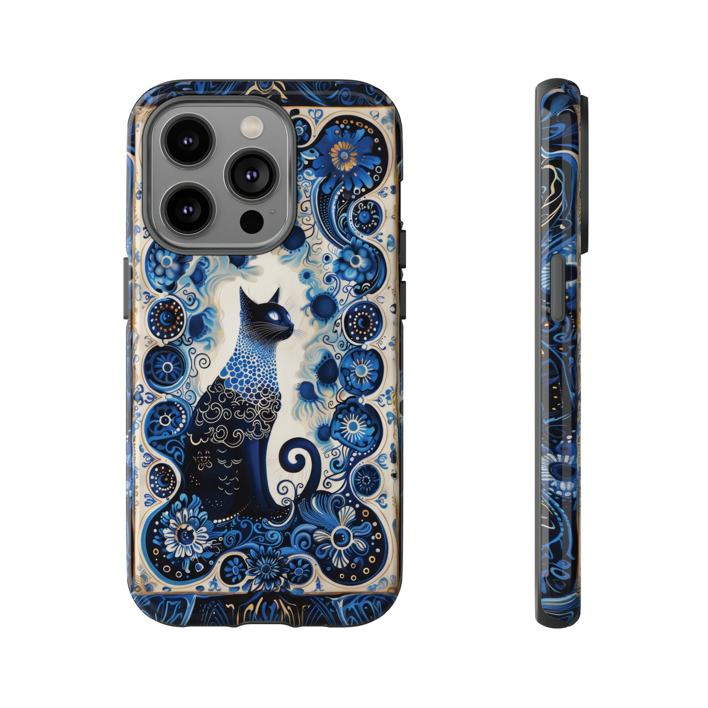 Black cat in frame Tough Cases