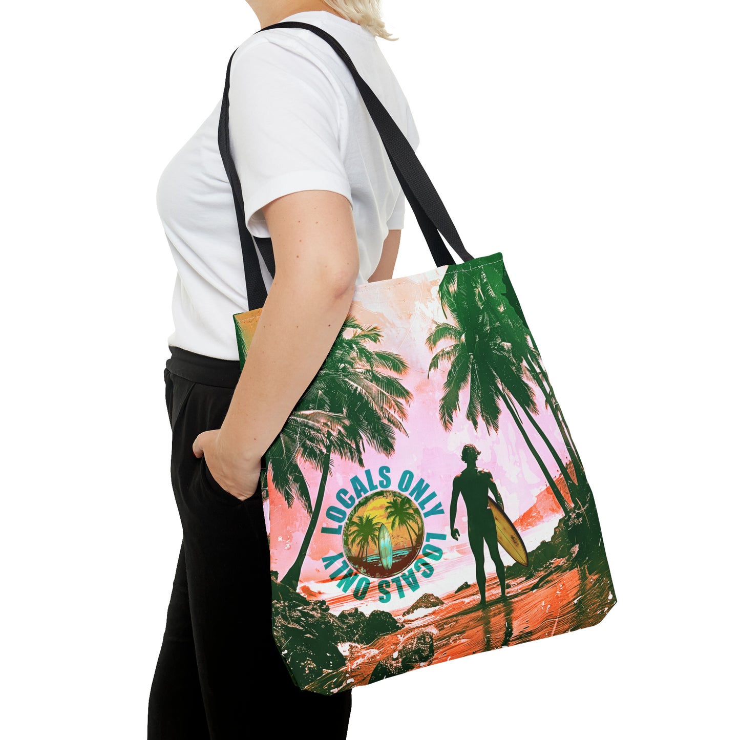 Locals only beach scene Tote Bag (AOP)