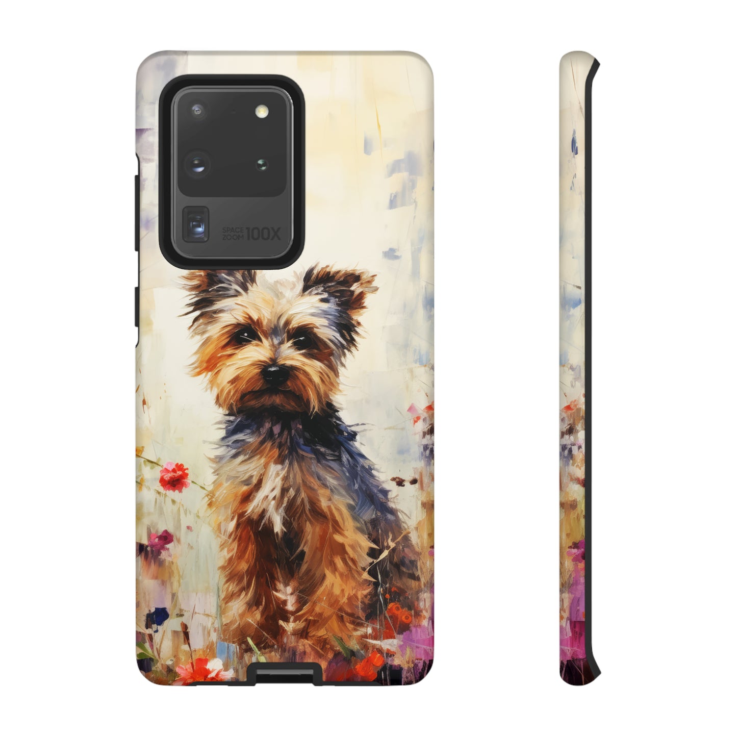 Yorkie in flowers Tough Cases