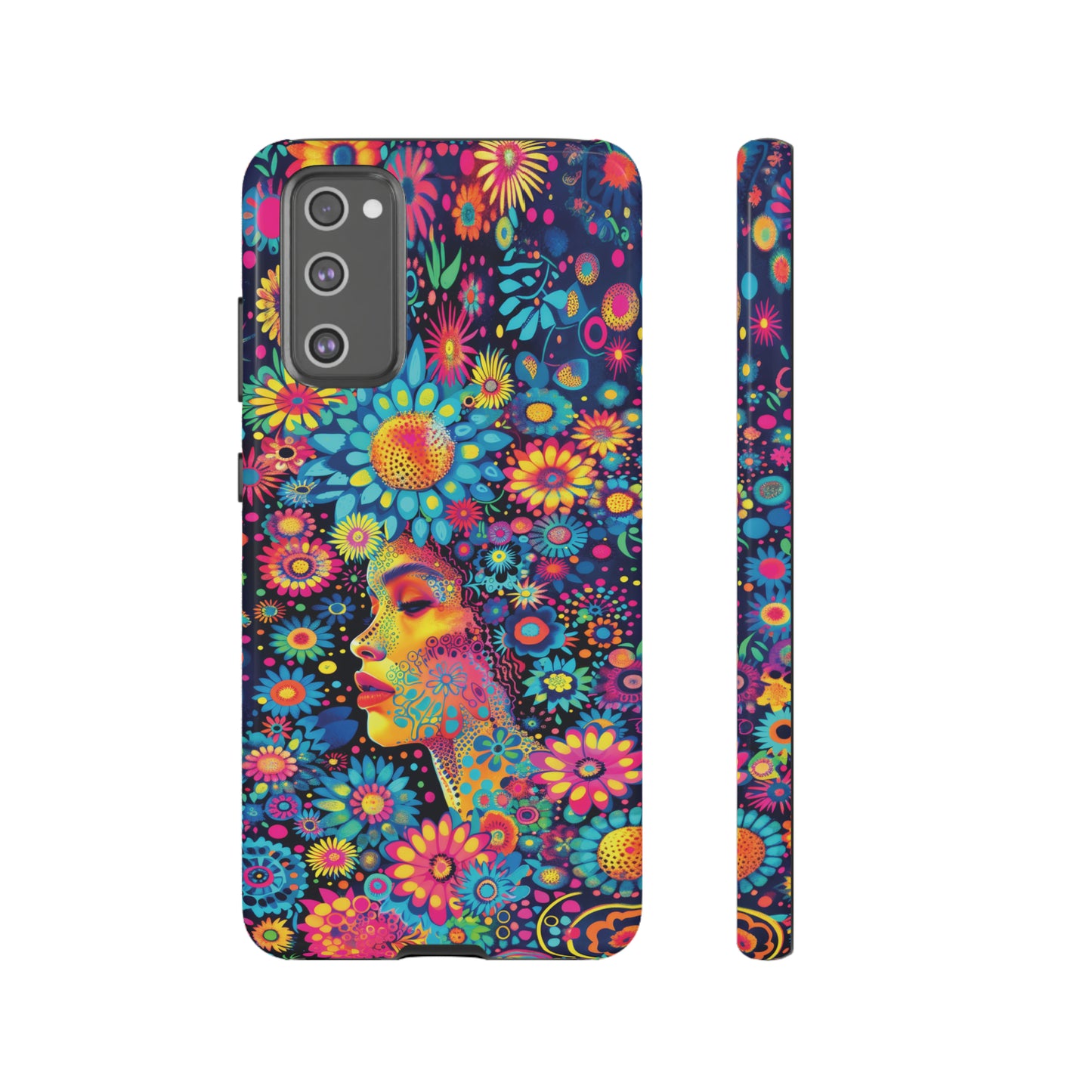 Phone Case, whimsical flower girl, Artistic design, Tough Case, Colorful flower fantasy design, iPhone 15, 14, 13, 12, 11, Samsung, Pixel