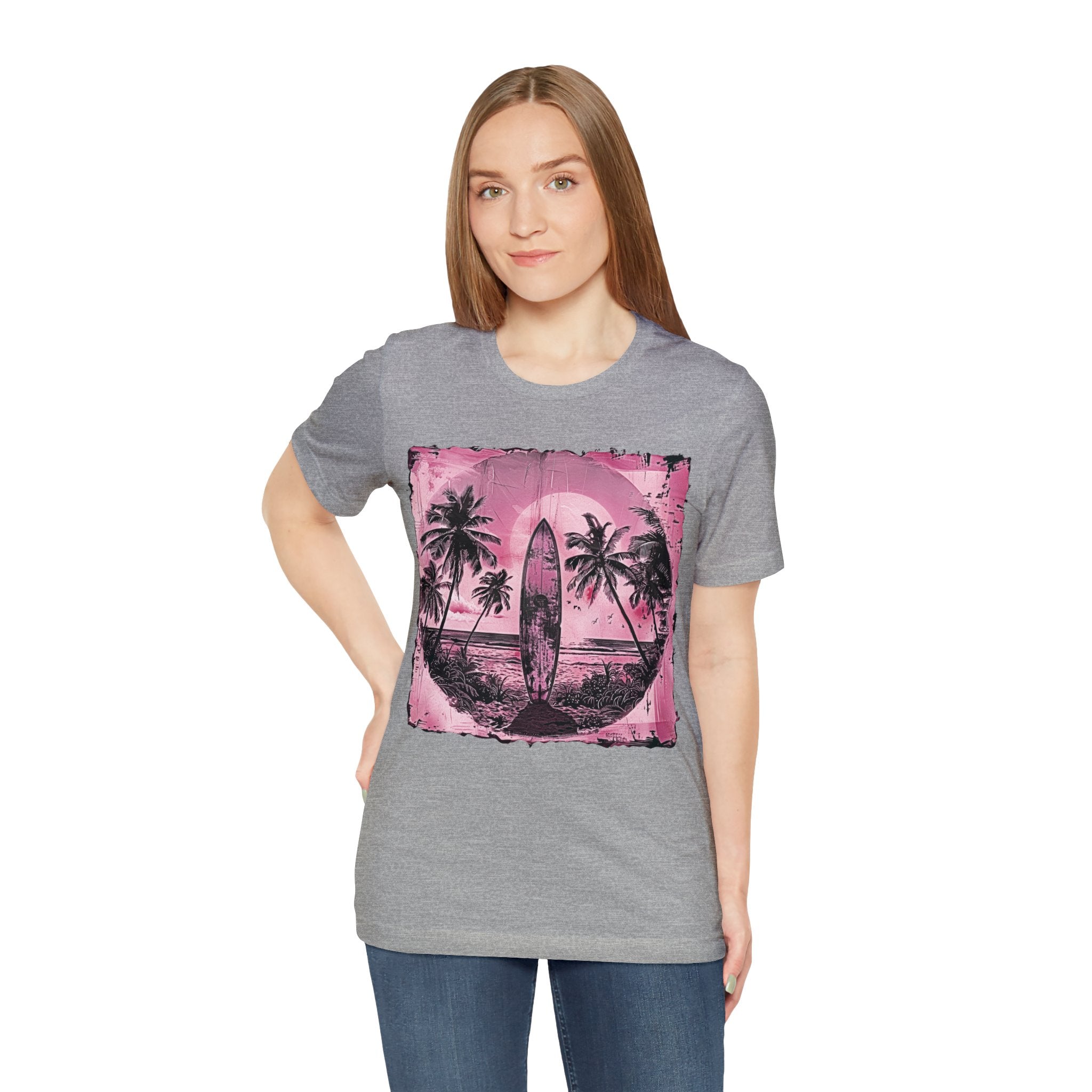 Pink vintage surfboard Unisex Jersey Short Sleeve Tee