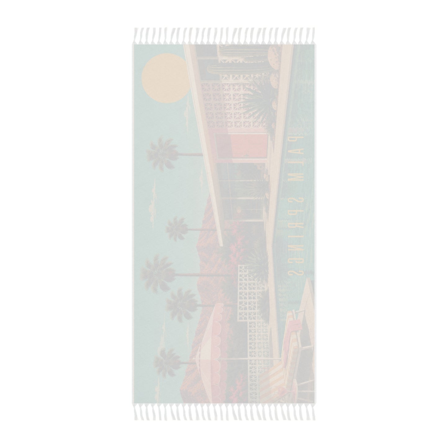 Palm Springs Boho Beach Towel — Retro Midcentury Palm Tree Print 38" x 81"
