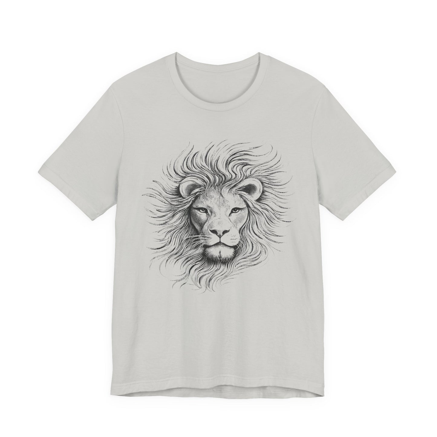 Lion Sketch T-Shirt — Detailed Black & White charcoal drawing style, Lion Portrait Tee