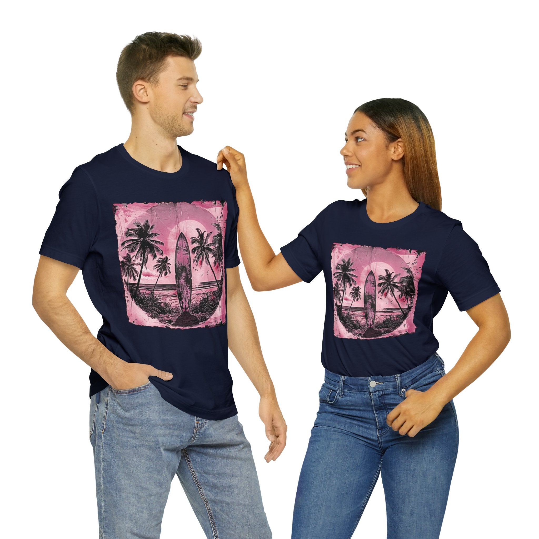 Pink vintage surfboard Unisex Jersey Short Sleeve Tee