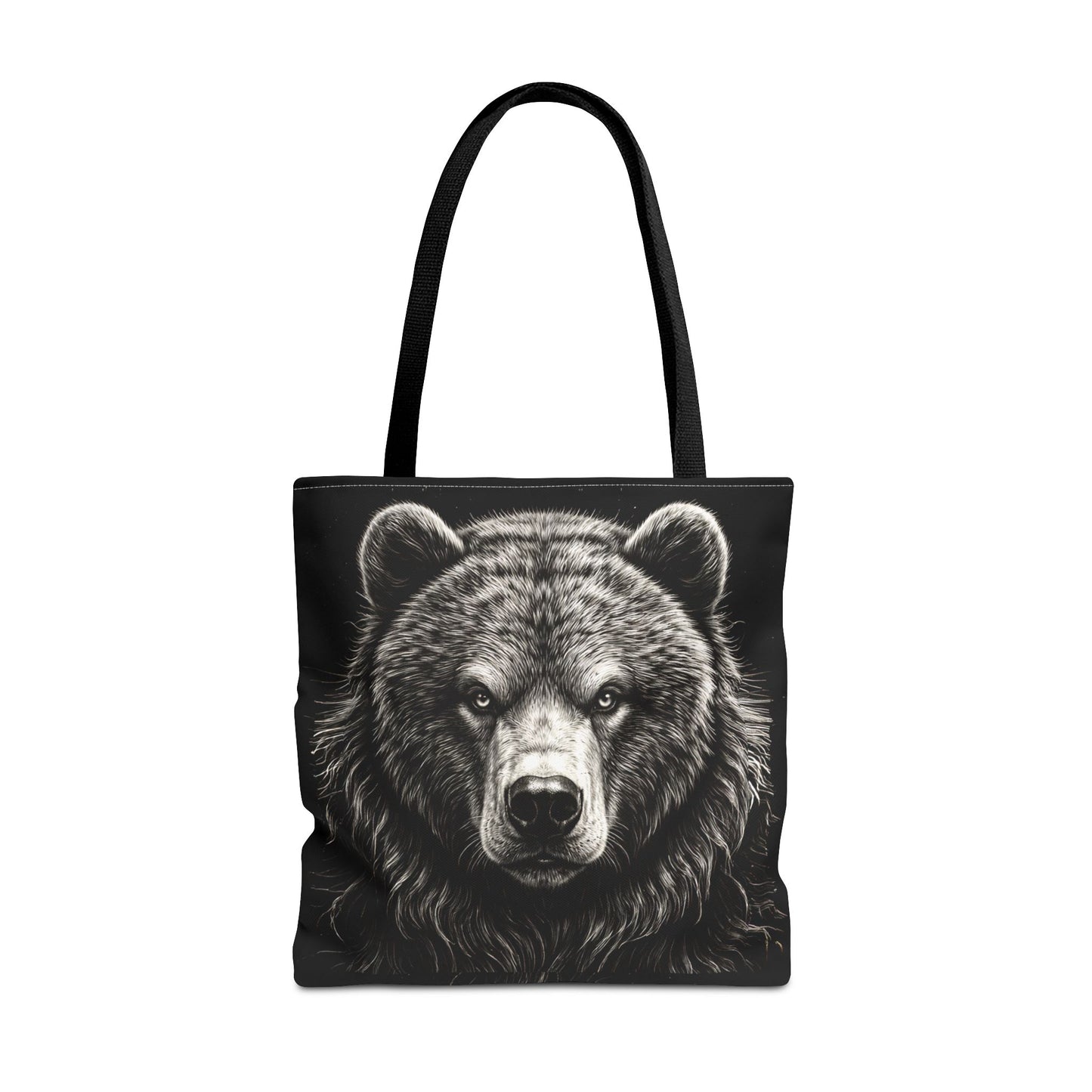 Bear Drawing Portrait Tote Bag – Bold Vintage Grizzly All-Over Print