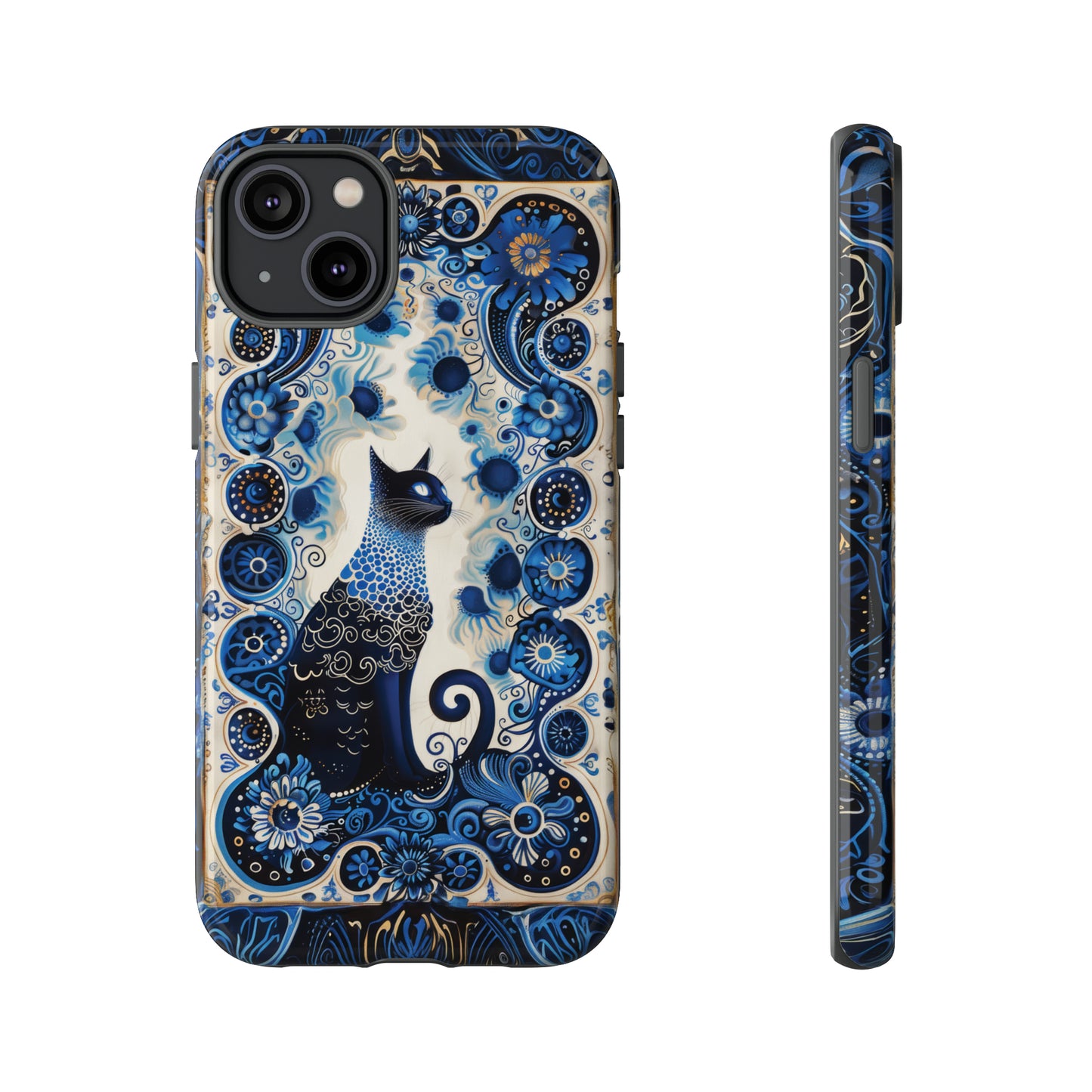 Black cat in frame Tough Cases