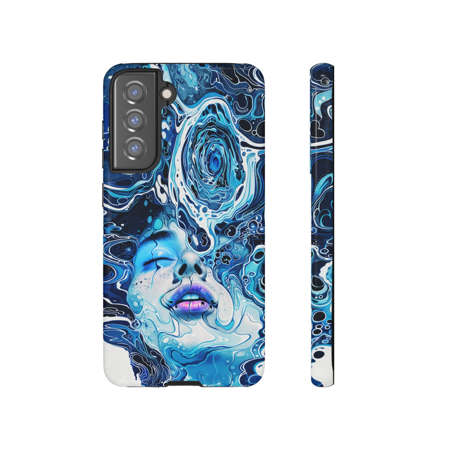 Phone Case, whimsical water fantasy design, blue woman in water, Artistic design, Tough Case, , iPhone 15, 14, 13, 12, 11, Samsung, Pixel