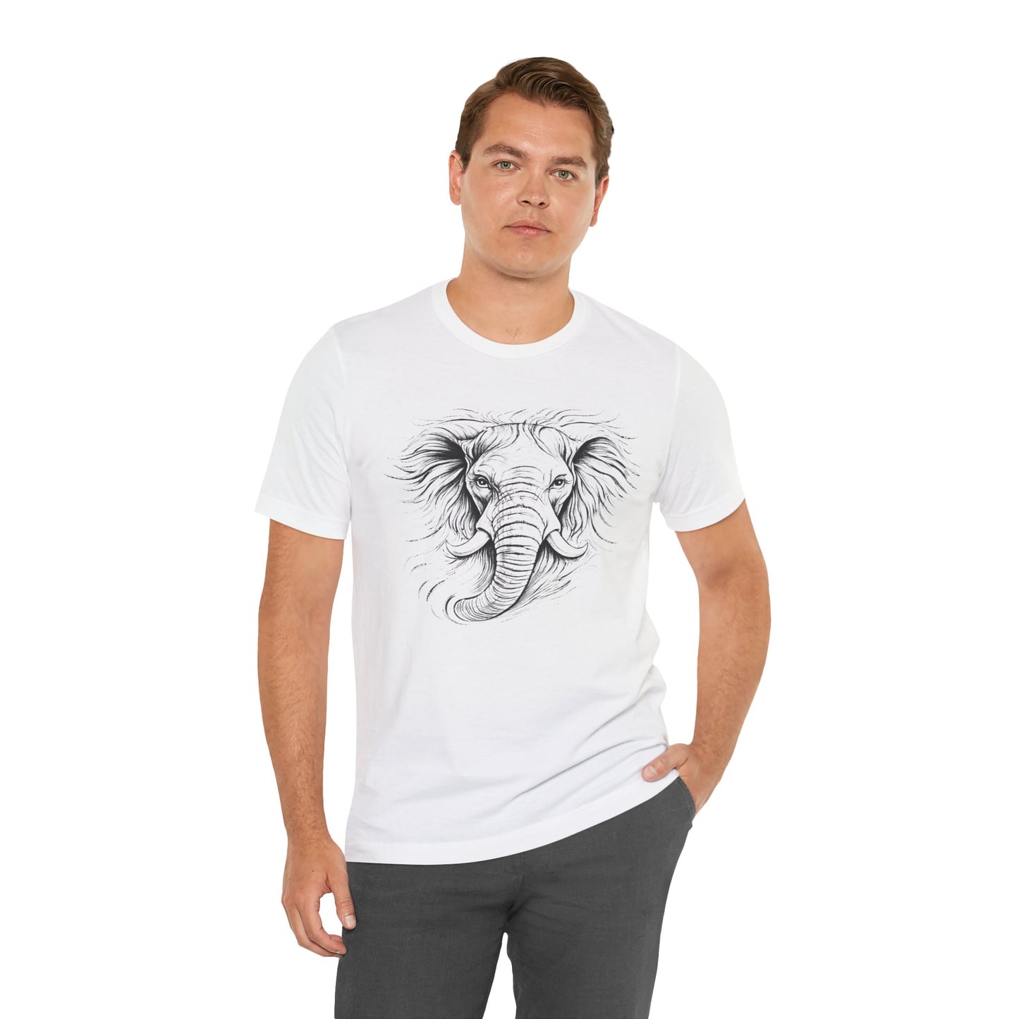 Elephant Sketch T-Shirt — Detailed Hand-Drawn in charcoal style, Elephant Graphic Tee