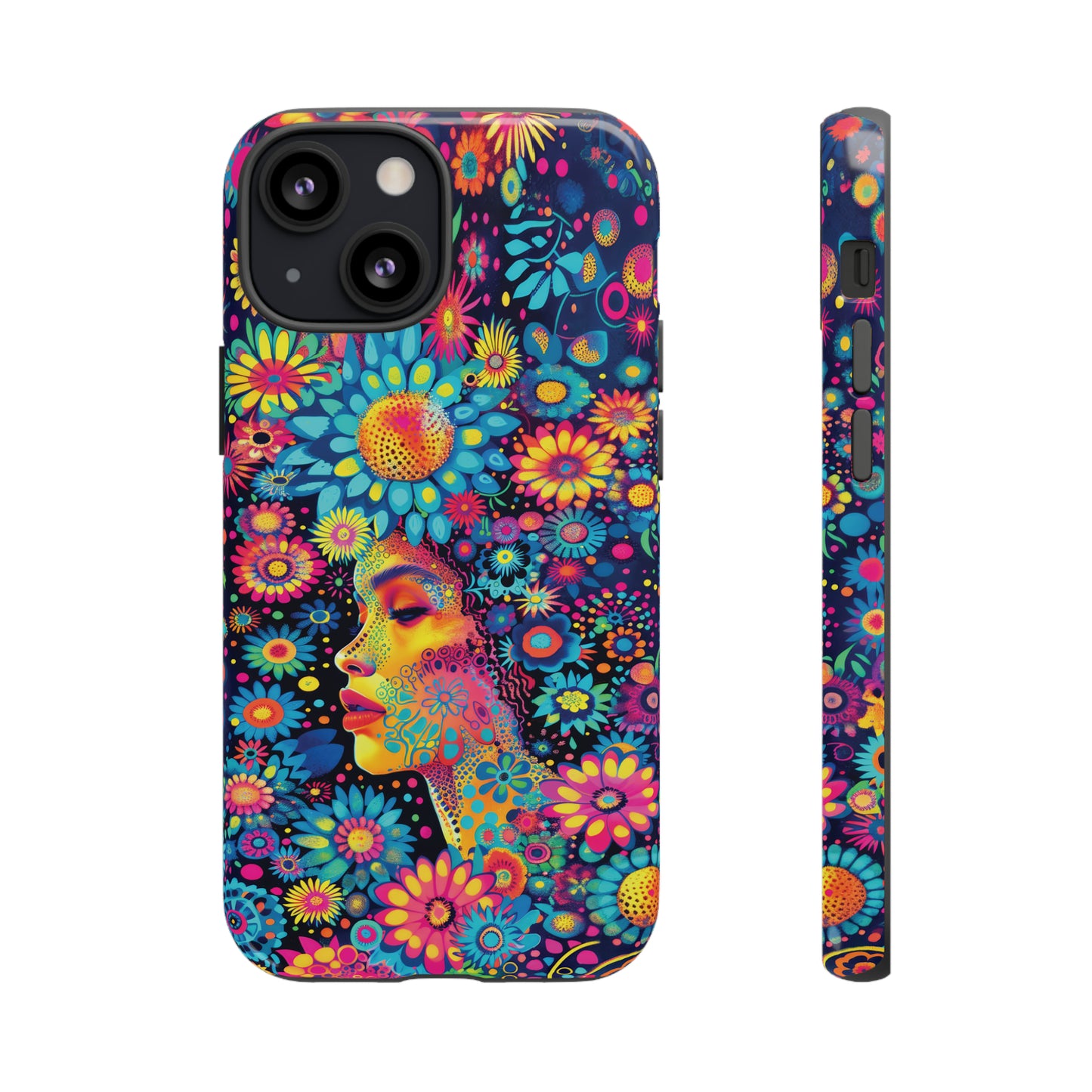 Phone Case, whimsical flower girl, Artistic design, Tough Case, Colorful flower fantasy design, iPhone 15, 14, 13, 12, 11, Samsung, Pixel