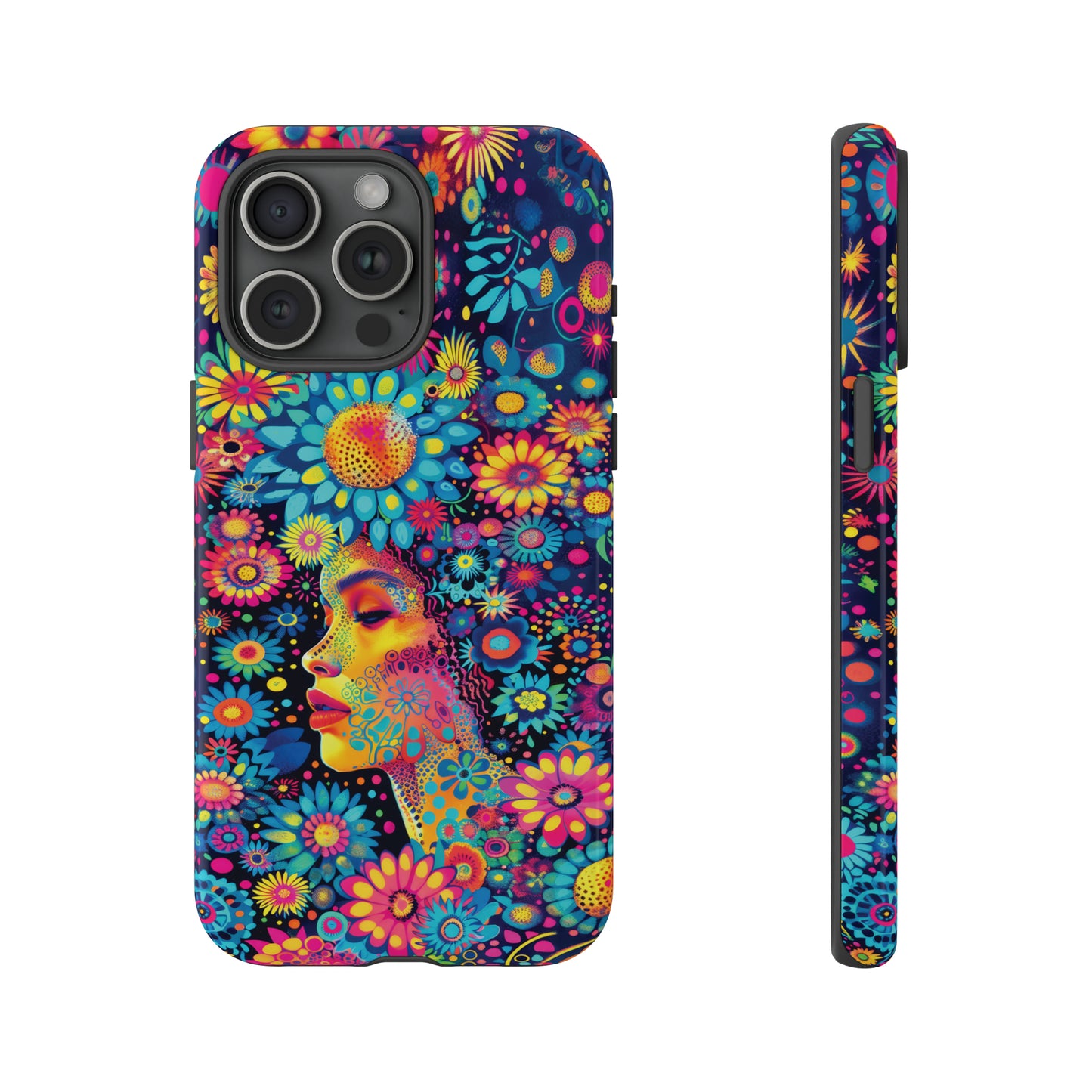 Phone Case, whimsical flower girl, Artistic design, Tough Case, Colorful flower fantasy design, iPhone 15, 14, 13, 12, 11, Samsung, Pixel
