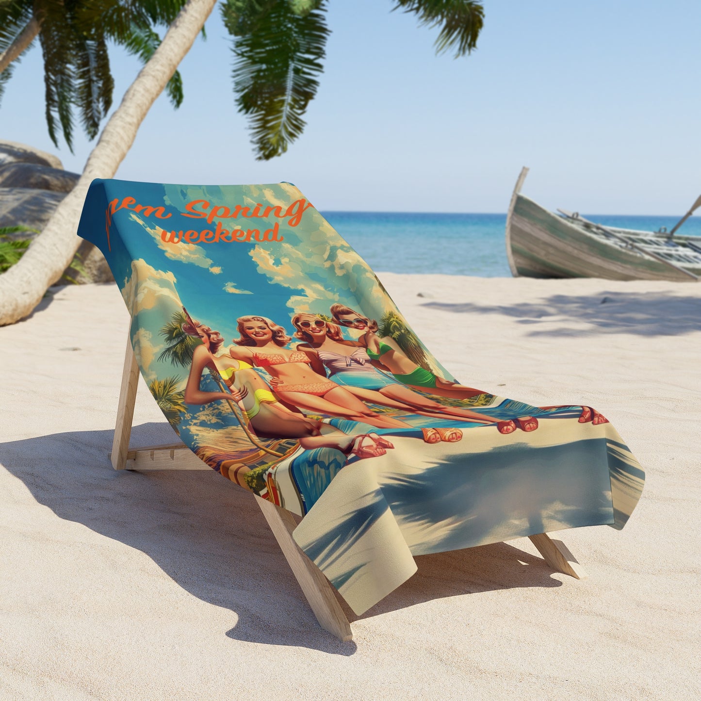 Girls Palm Springs weekend Beach Towel 36" x 72"