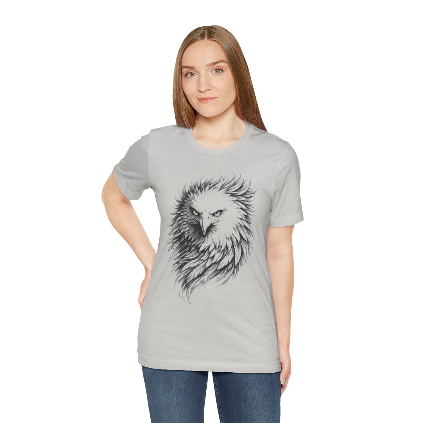 Eagle Head Sketch Tee — Detailed Black & White Bald Eagle Illustration in charcoal T-Shirt