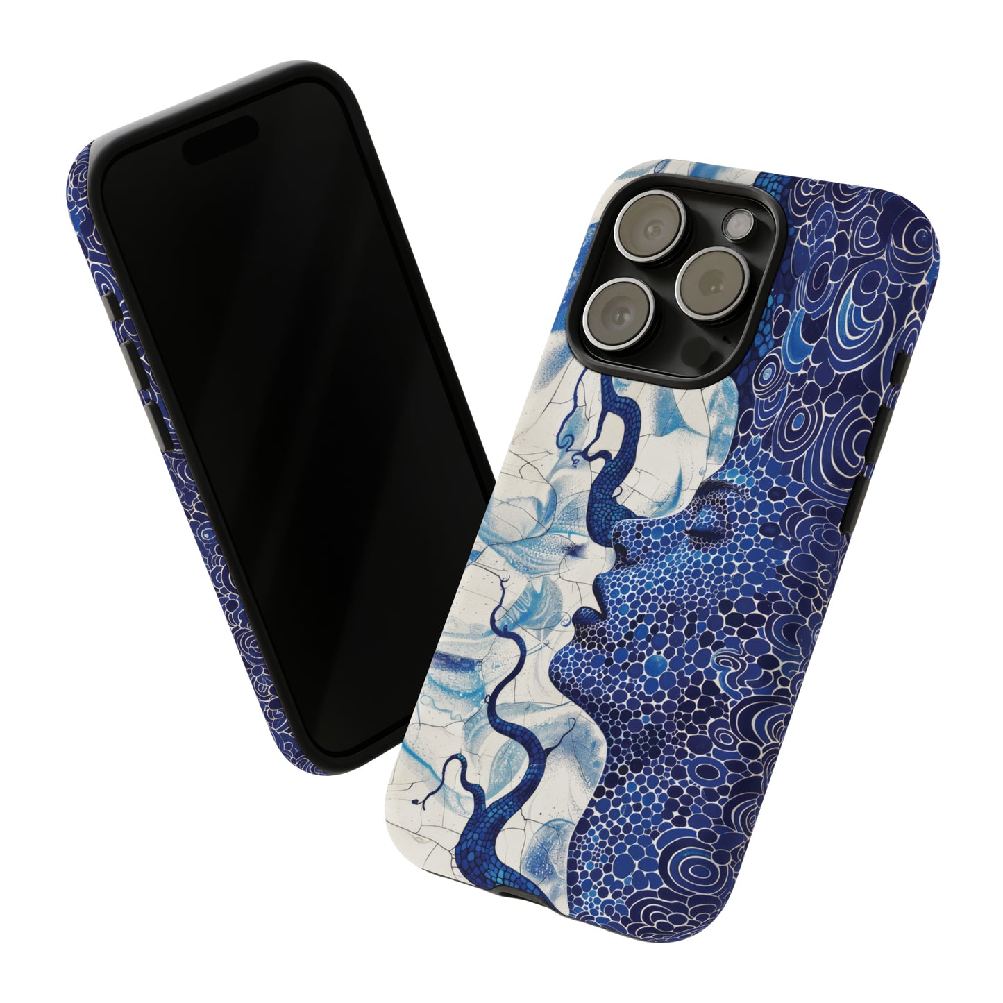 Phone Case, blue woman Artistic design, Tough Case, Colorful whimsical fantasy design, iPhone 15, 14, 13, 12, 11, Samsung, Pixel