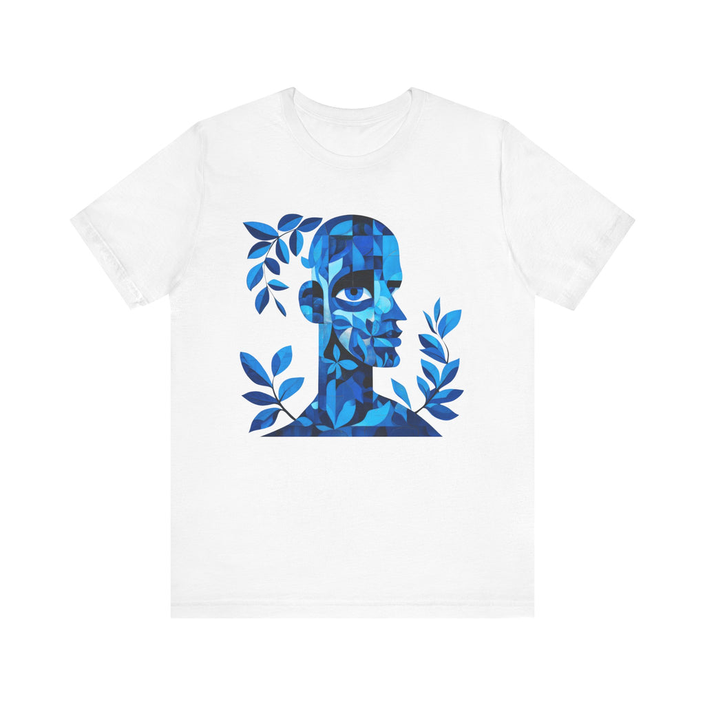 Blue Floral Art Unisex Tee, Artistic Graphic Shirt, Trendy Summer Wear, Gift for Art Lovers, Casual Everyday Style