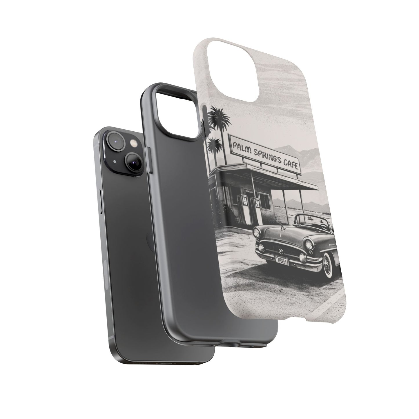 Vintage Palm Springs Cafe Phone Case – Retro Convertible Roadtrip Design