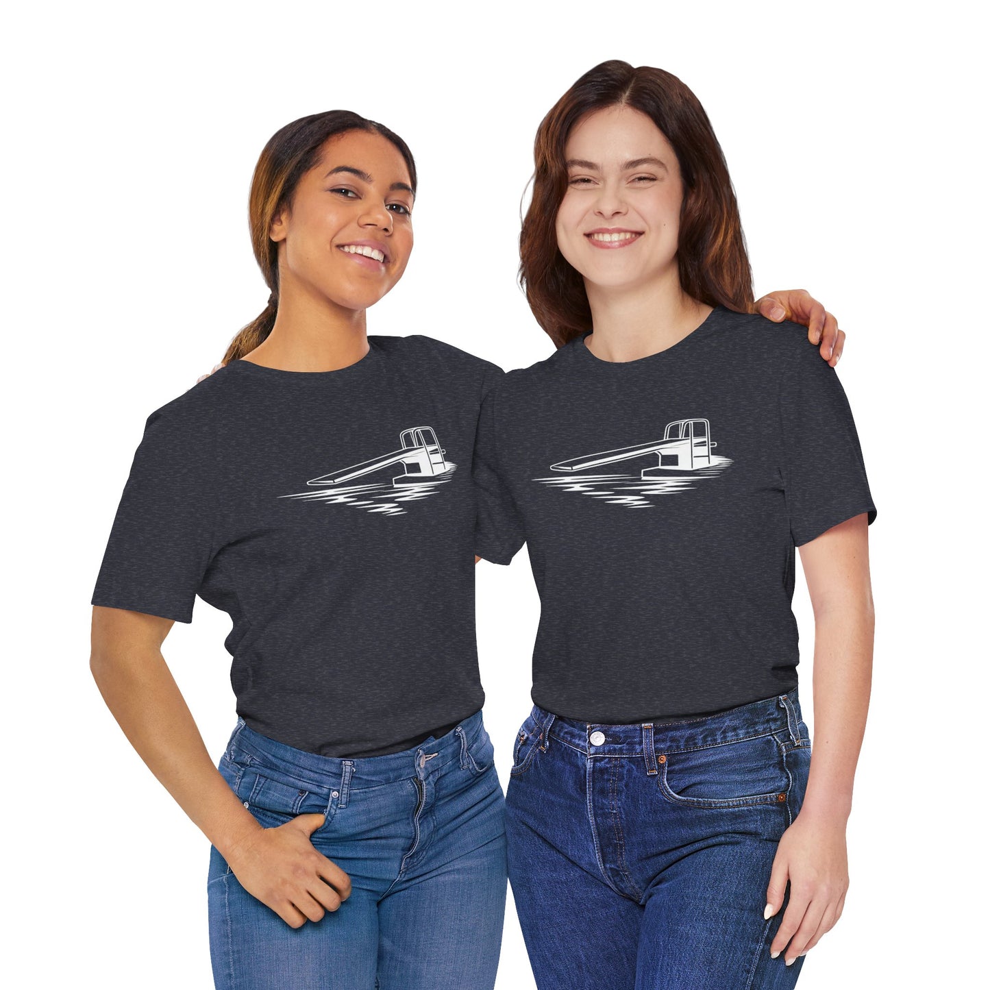 Desert Modern Icons series, Diving board graphic Unisex Jersey Short Sleeve Tee, Vintage Palm Springs