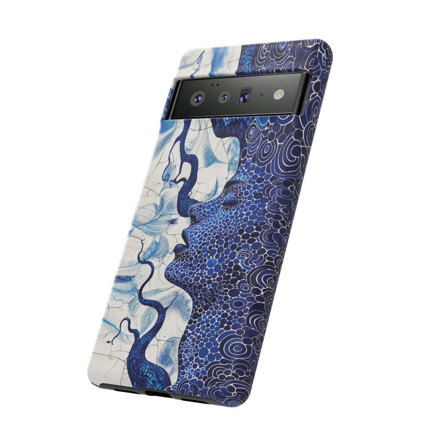 Phone Case, blue woman Artistic design, Tough Case, Colorful whimsical fantasy design, iPhone 15, 14, 13, 12, 11, Samsung, Pixel