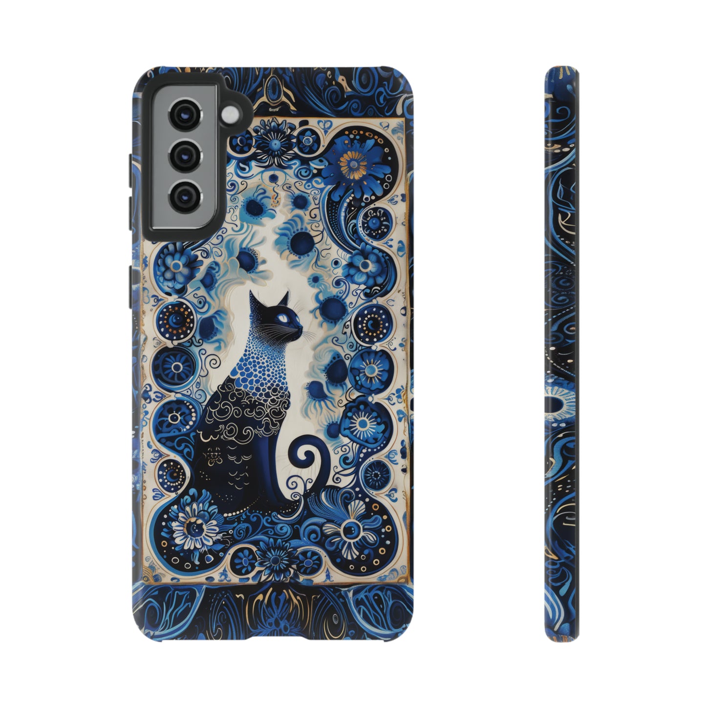 Black cat in frame Tough Cases