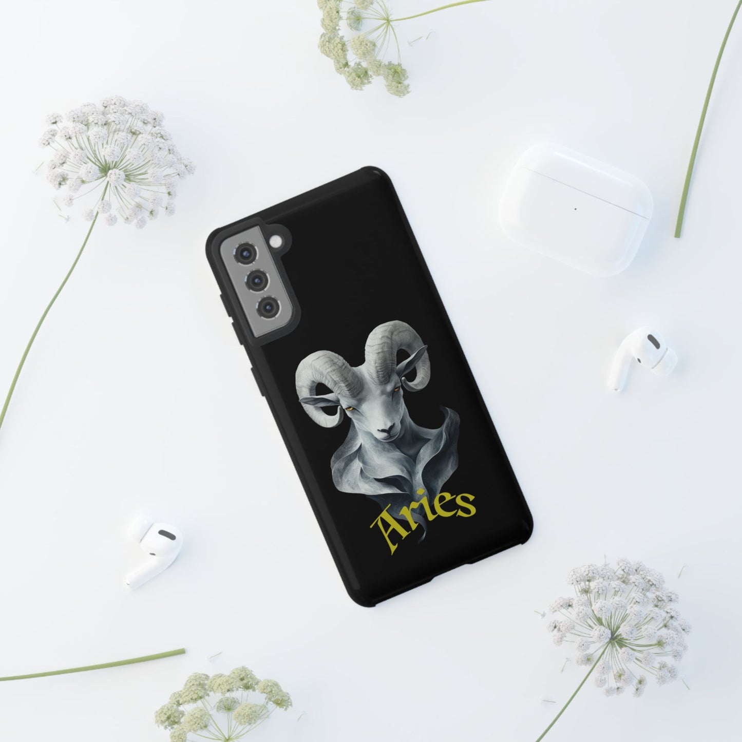 Aries Tough Phone Cases, Artistic Zodiac Phone Cases, premium-quality cases for iPhone, Samsung Galaxy, and Google Pixel devices