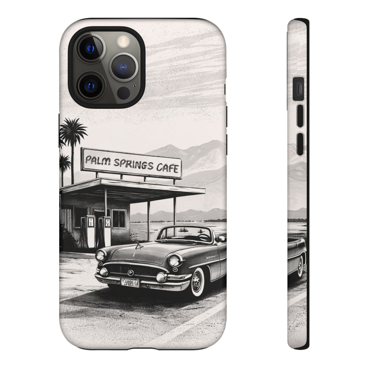 Vintage Palm Springs Cafe Phone Case – Retro Convertible Roadtrip Design