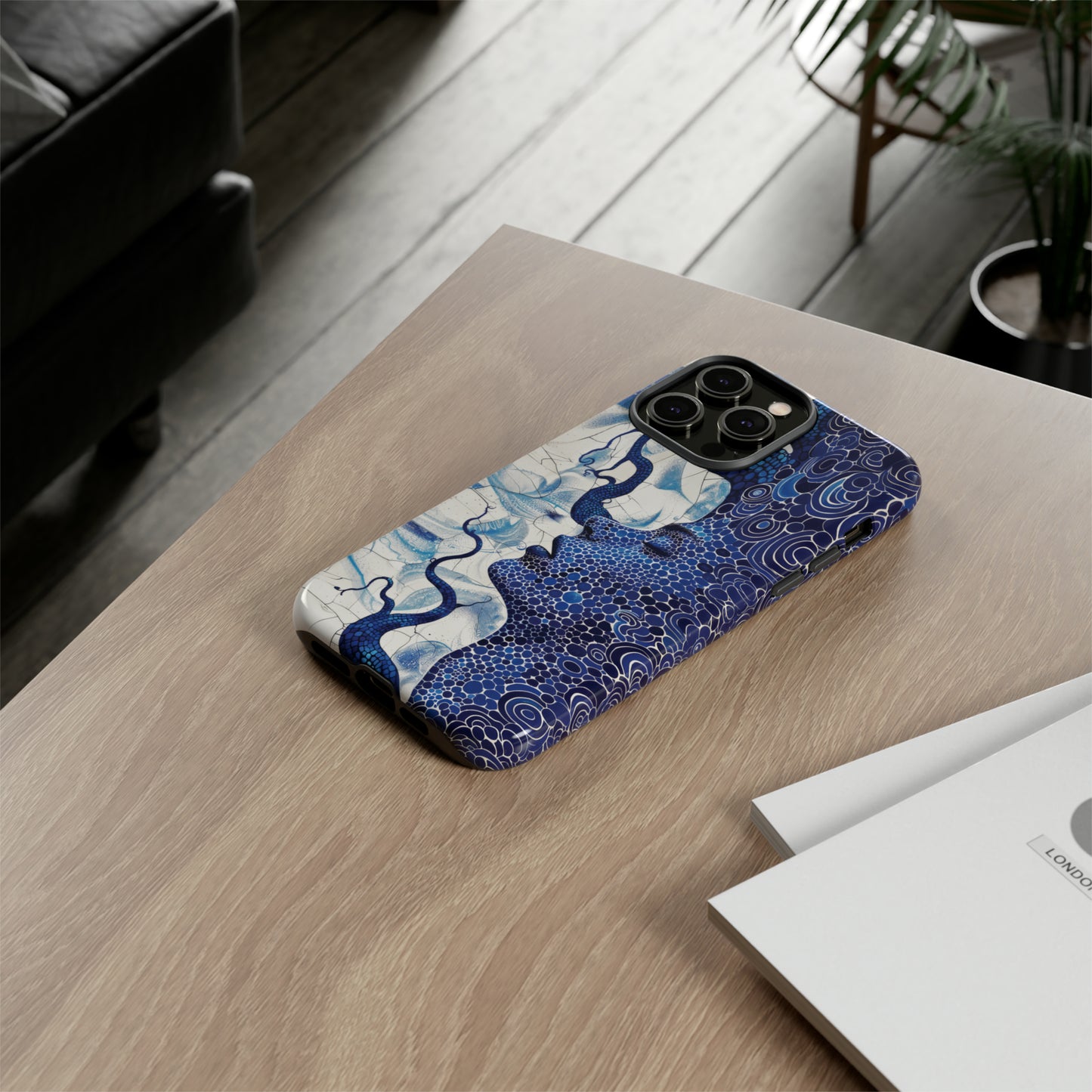 Phone Case, blue woman Artistic design, Tough Case, Colorful whimsical fantasy design, iPhone 15, 14, 13, 12, 11, Samsung, Pixel