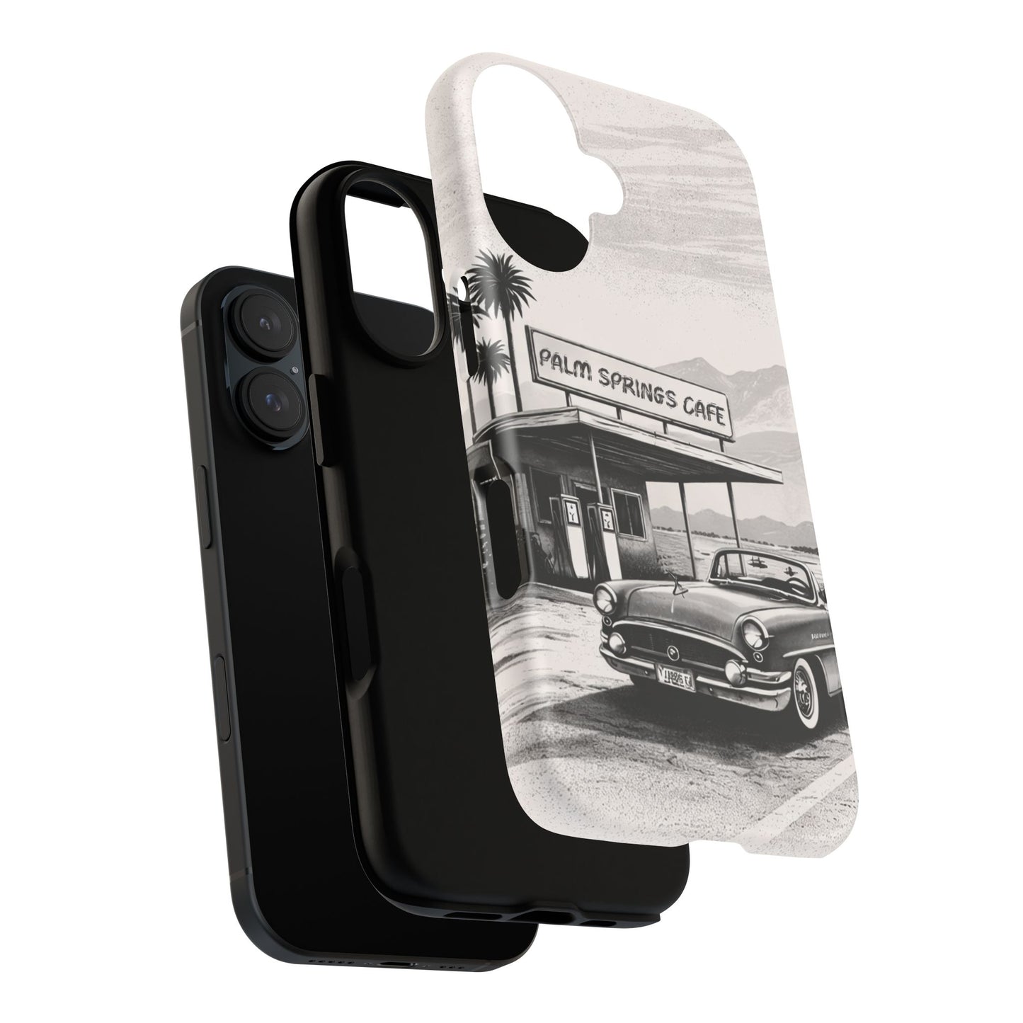 Vintage Palm Springs Cafe Phone Case – Retro Convertible Roadtrip Design