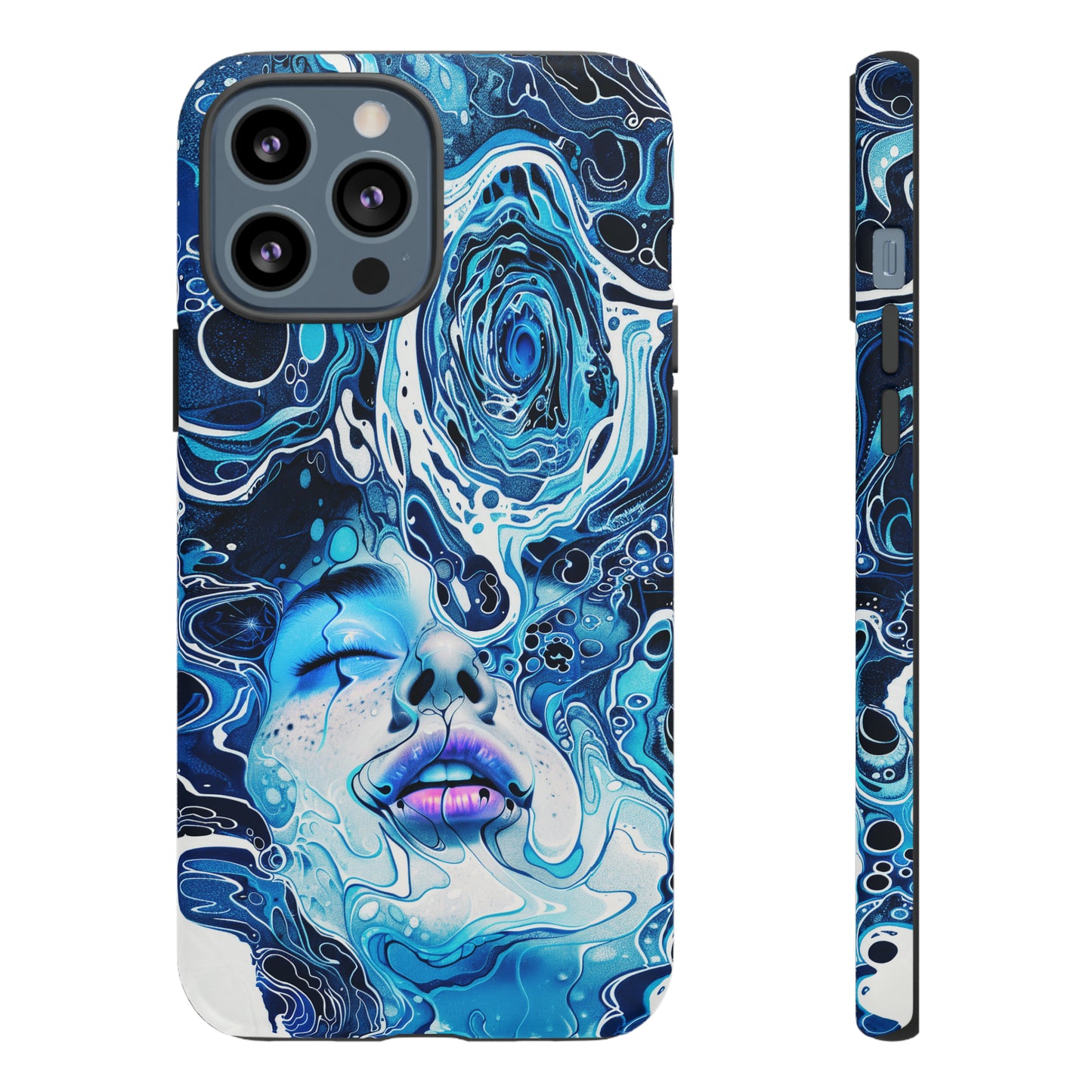 Phone Case, whimsical water fantasy design, blue woman in water, Artistic design, Tough Case, , iPhone 15, 14, 13, 12, 11, Samsung, Pixel