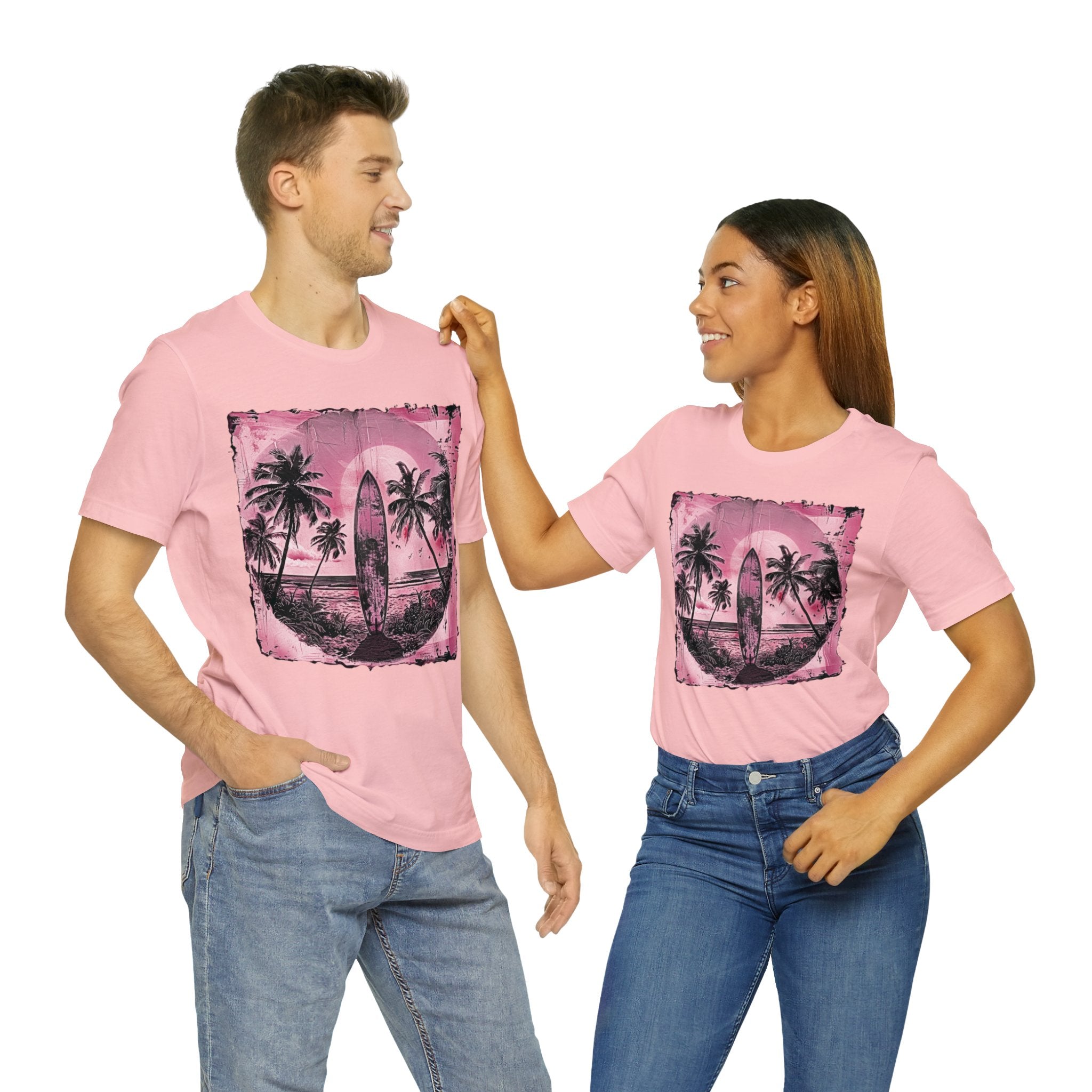 Pink vintage surfboard Unisex Jersey Short Sleeve Tee