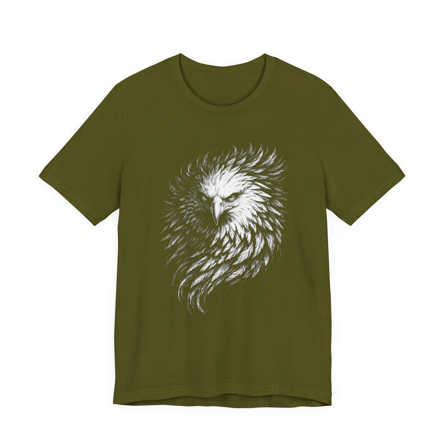 Eagle Head Feather Art T-Shirt in a chalk style, Majestic Eagle Illustration Tee
