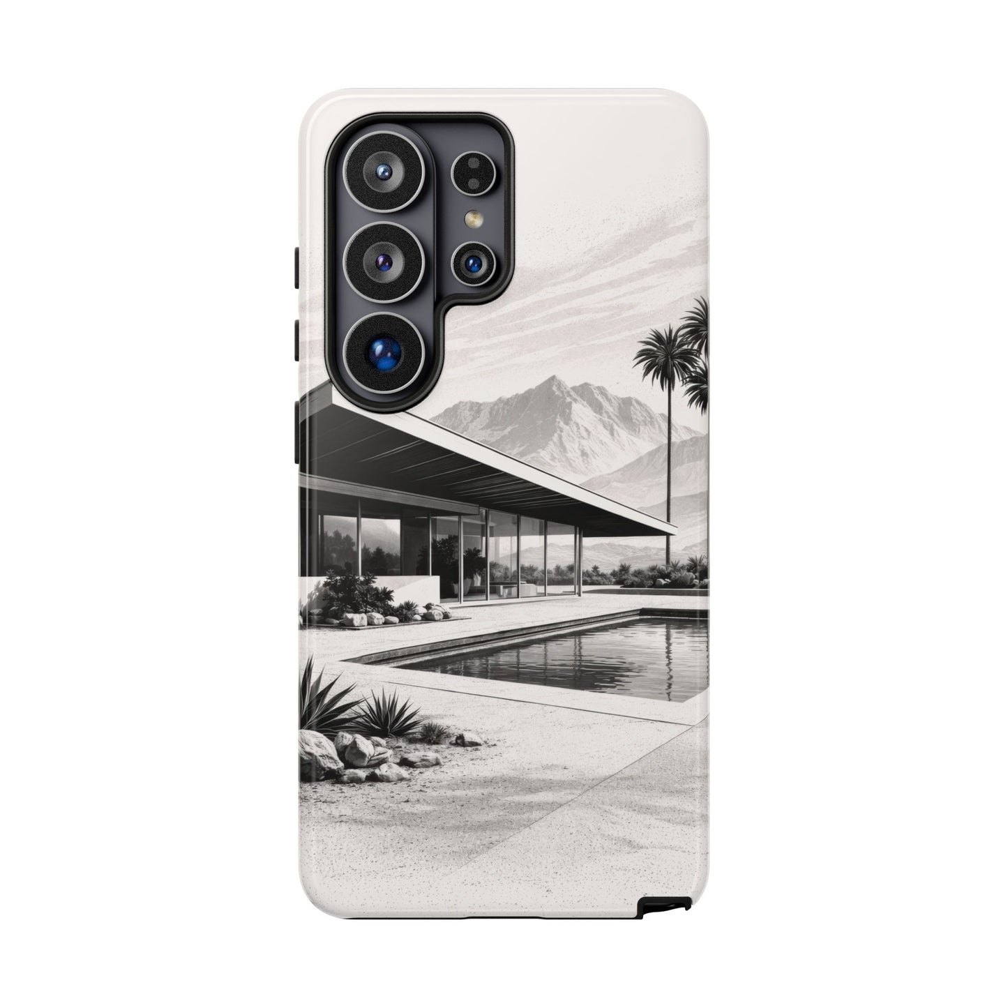 Mid-Century Palm Springs Phone Case – Retro Modern Desert House Design