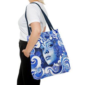 Blue Girl in swirls Tote Bag (AOP)