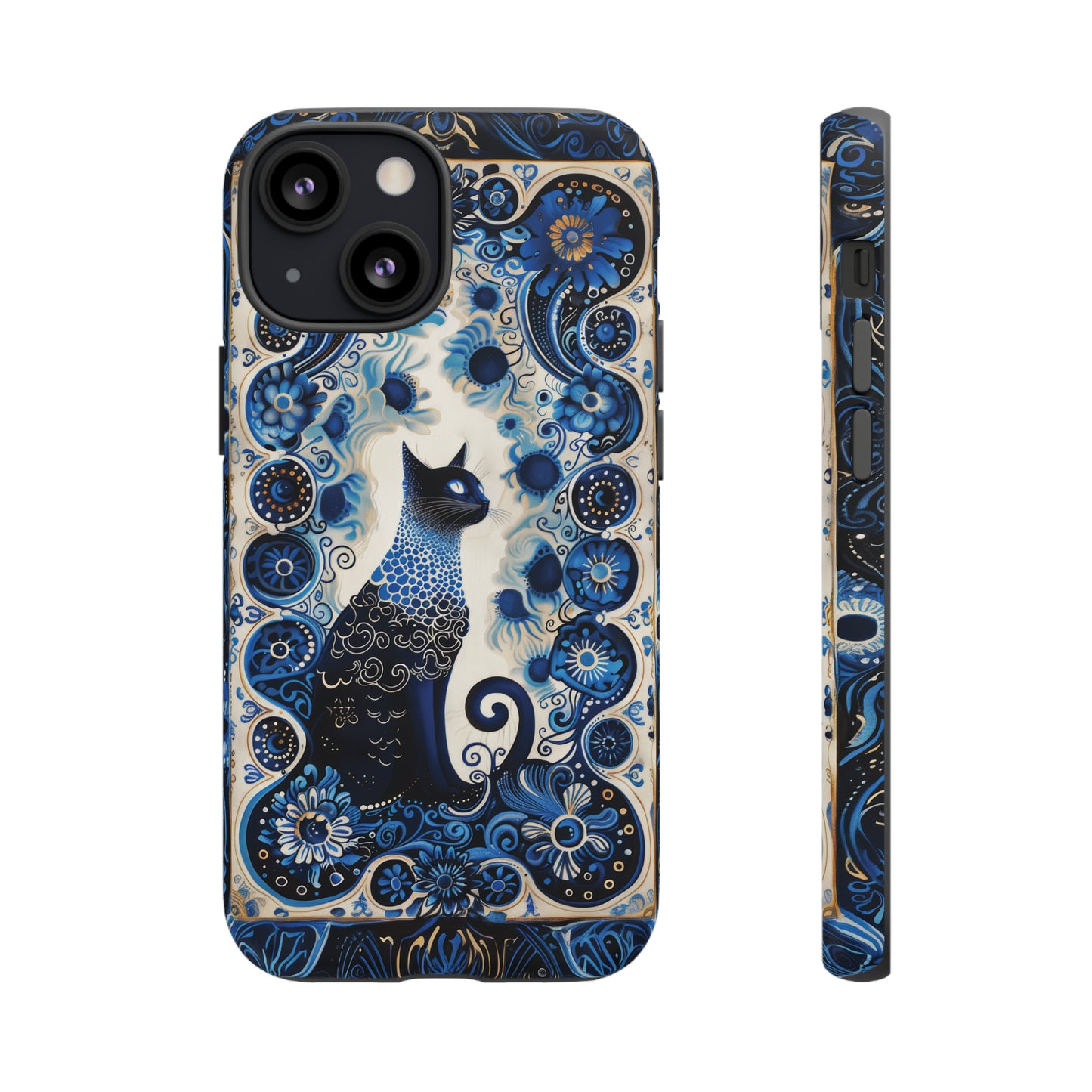 Black cat in frame Tough Cases