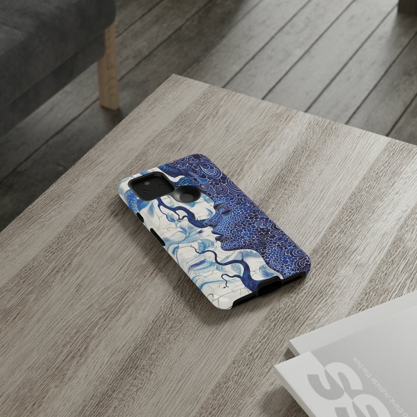 Phone Case, blue woman Artistic design, Tough Case, Colorful whimsical fantasy design, iPhone 15, 14, 13, 12, 11, Samsung, Pixel