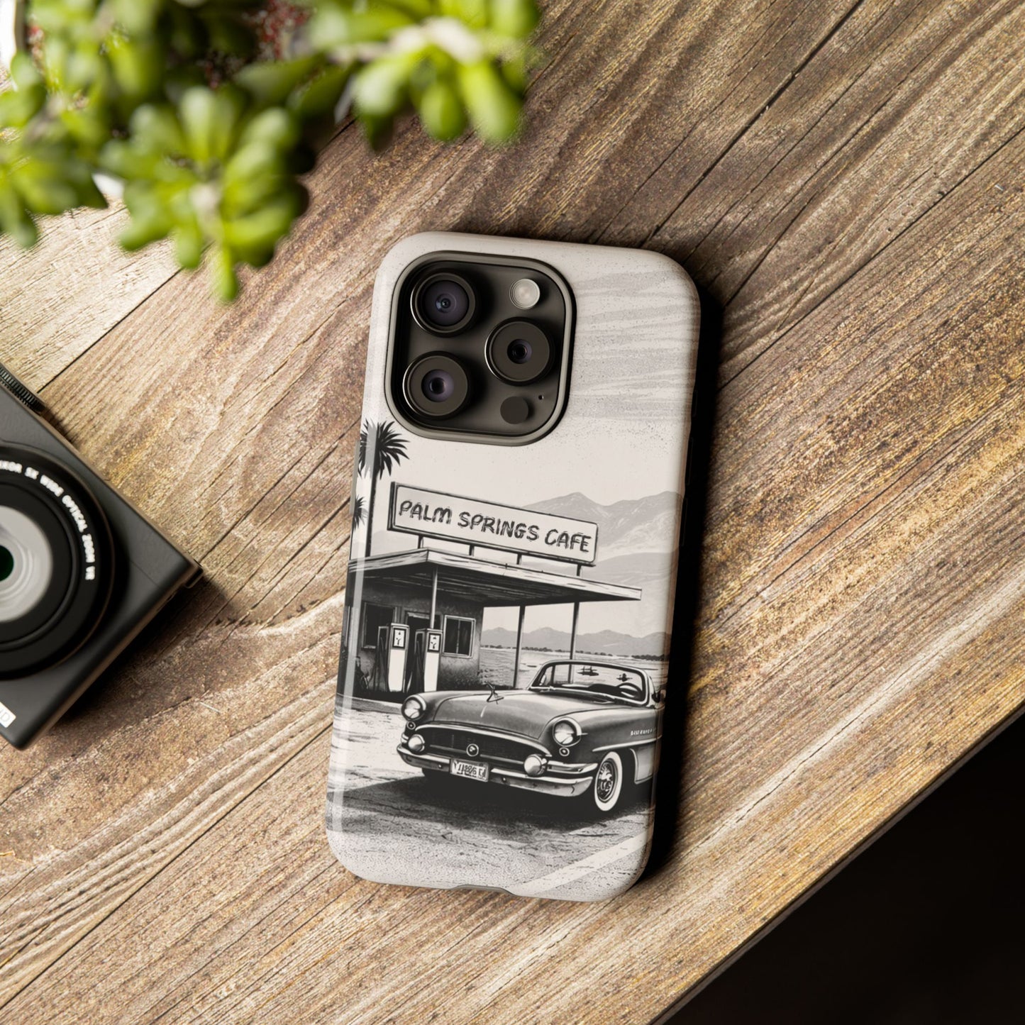 Vintage Palm Springs Cafe Phone Case – Retro Convertible Roadtrip Design
