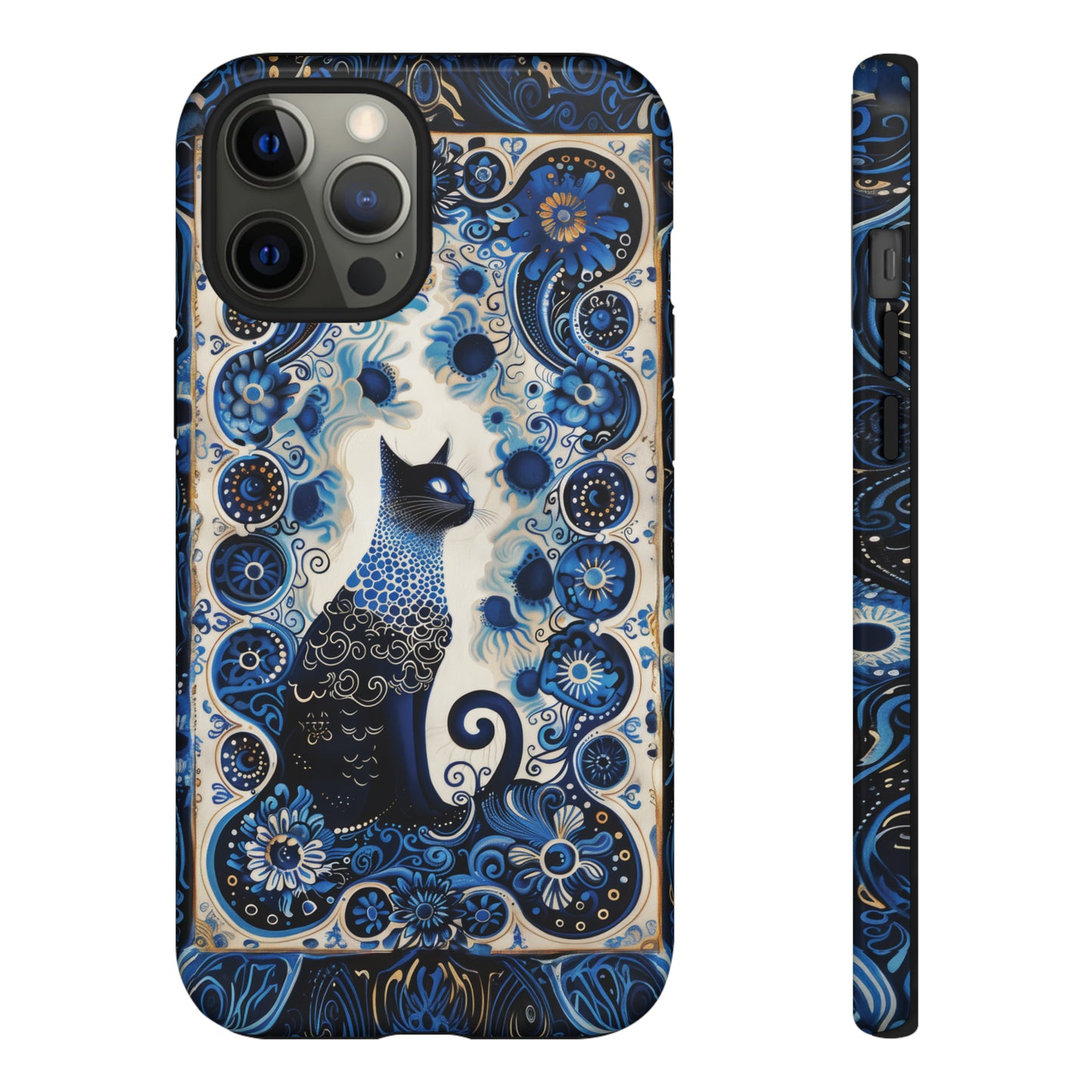 Black cat in frame Tough Cases